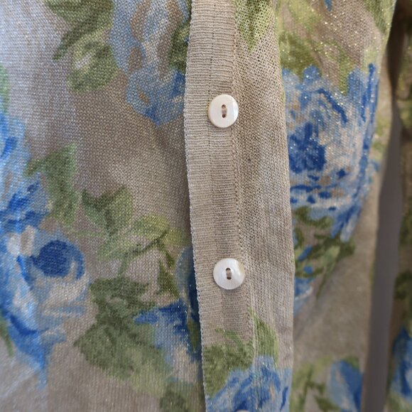 Escada Light Gold Metallic Floral 2PC Cardigan Sweater-Tank Set 34 EUR/US 2 - Picture 4 of 9